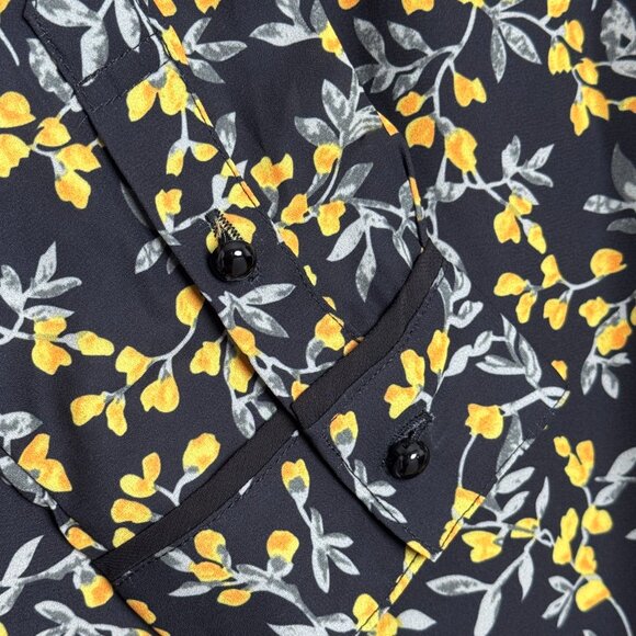 NWT CAARA DARK FLORAL WRAP DRESS CAREER WORK ESSENTIAL URBAN BLACK  LARGE - Picture 7 of 8